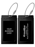 Luggage Tags Business Card Holder TUFFTAAG Travel ID Bag Tag in Many Color Options (2 Tags, Black Steel)
