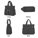 Canvas Tote Bag Waterproof Nylon Multi Pocket Shoulder Bags Laptop Work Bag Teacher Purse and Handbags for Women & Men (Grey)