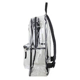 Eastsport Fully Transparent Clear Backpack with Front Pocket, Adjustable Straps and Lash Tab, Black