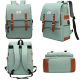 Ronyes Vintage Laptop Backpack for Women Men Unisex College Bag School College Bookbag 15.6inch Laptop Bag Small Computer Backpack Stylish Casual Rucksack Daypacks with USB Charging Port (LightGreen)