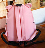Girls Cute Cat Ear Backpack School Bag Lightweight Bookbags (Pink Dog)