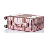 Aluminum Frame Luggage Hardside Fashion Suitcase with Detachable Spinner Wheels 24 Inch Rose Gold