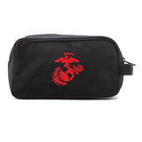 U.S. Marine Corps Semper Fidelis Canvas Shower Kit Travel Toiletry Bag Case in Black & Red