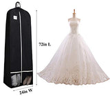 Sleeping Lamb 72" Bridal Wedding Gown Dress Garment Bag 15" Gusseted Garment Cover Shoe Pockets Travel Garment Storage Bag for Prom, Evening Gowns, Black