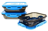 6 Pack Fitness Insulated Meal Prep Bag, Innovator 300 Black/Neon Blue (3 Meal) w/Bonus ZogoSportz Cyclone Shaker