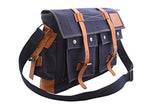 Devil Hunter 15.6" Men's Messenger Bag Vintage Canvas Leather Military Shoulder Laptop Bags