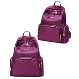Nylon Waterproof Backpack Bag - Top Handle Rucksack Lightweight Durable CasualSchool Bag (Purple)
