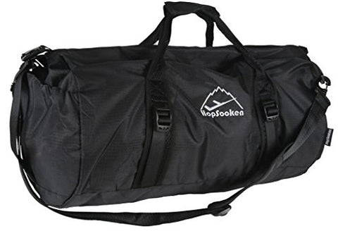 Hopsooken 50L Packable Travel Duffle Bag Waterproof Foldable Sport Gym Bag Nylon (Black)