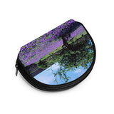 Oxford Cloth Landscape Purple Flowers Sky TRE Coin Purse Small Zipper Wallet Bag Change Pouch Mini Cosmetic Makeup Bags Organizer Multipurpose Pouches