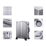 TRAVELKING All Aluminum Luggage Hard Shell Suitcase with Wheels Carry On Spinner Suitcase (Silver 20 Inch)