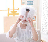 BOBILIKE Plush Fun Bunny Ears Hood Women Costume Hats Warm, Soft and Cozy, White2