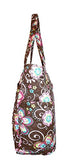 Bohemian Print Quilted Multipurpose Market Beach Large Tote Bag (Flower - Brown)