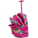 Yexin Kids Print Pattern Trolley Schoolbag - Waterproof Wheeled Rolling Backpack For Girls And Boys