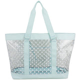 Eastsport Supreme Deluxe 100% Clear Pvc Printed Large Beach Tote With Free Large Wristlet, Icy Blue