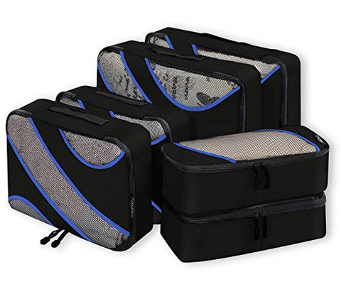 6 Set Packing Cubes,3 Various Sizes Travel Luggage Packing Organizers Black