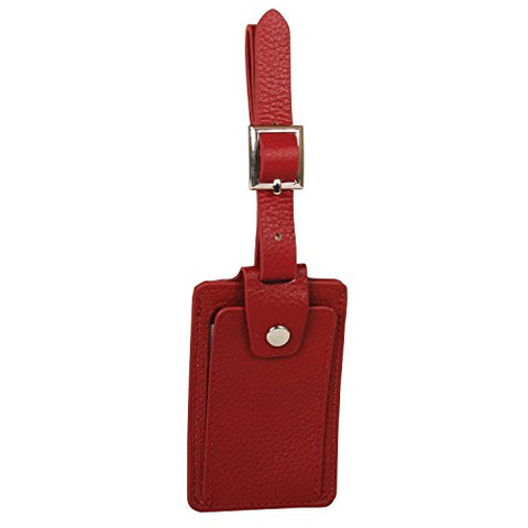 Buxton Leather Luggage Suitcase Tags Baggage Label, (Red)