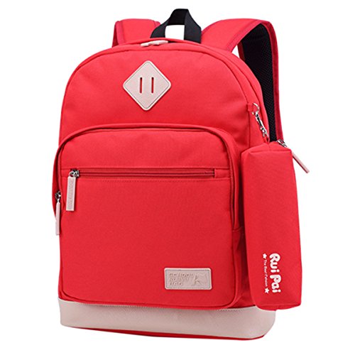ABage Unisex School Backpack Waterproof Bookbag Travel College Travel Backpacks, Red