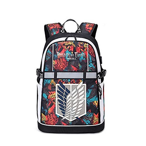 Attack on Titans Travel Laptop Backpack Durable Laptops Backpack with USB Charging Port Computer Bag Gifts for Boys Men & Women