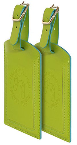 Luggage Tags. Set Of 2. Zenfully Lime. Highly Visible For Luggage.