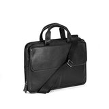 Boconi Mens Tyler Tumbled Folio Leather Laptop Briefcase With Shoulder Strap Bag, Black