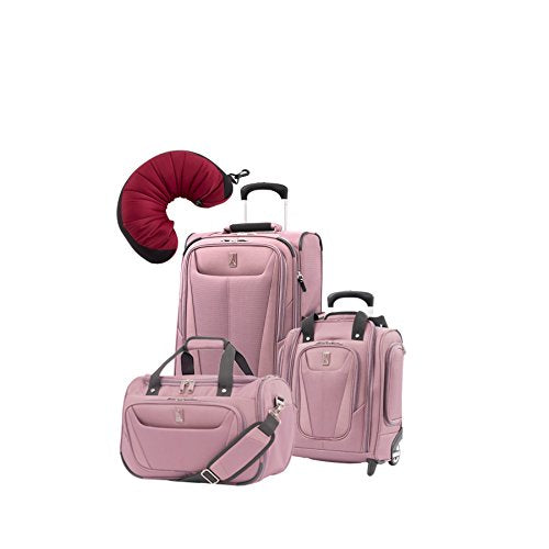 Travelpro Maxlite 5 | 4-PC Set | Soft Tote, Underseater & Int'l Carry-On Rollaboard with Travel Pillow (Dusty Rose)