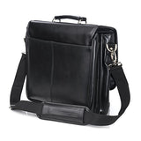 Alpine Swiss Leather Briefcase Dressy Double Buckle Flap-Over Black