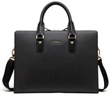 Bostanten Leather Lawyers Briefcase Shoulder Laptop Business Slim Bags For Men & Women Black