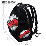 Backpack Comic Effect Kaboom Mens Laptop Backpacks Shoulder Hiking Daypack