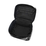GIOVANIOR Black Ethnic Flower Mandala Large Cosmetic Bag Travel Makeup Organizer Case Holder for