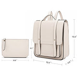 ECOSUSI Women Briefcase Laptop Backpack PU Leather Satchel Messenger Bag Fits up to 14 Inch Laptops