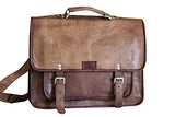 Men'S Large 16" Brown Leather Laptop Bag/Briefcase/Computer Messenger Bag With Padded Sleeve