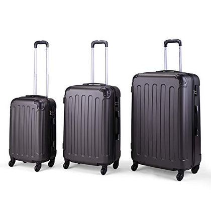 JAXPETY 3 Pcs Luggage Coded Lock Travel Set Bag ABS+PC Trolley Suitcase Deep GREY