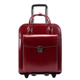 Detachable -Wheeled Women's Laptop Briefcase, Leather, Mid-Size, Red - LA Grange | McKlein - 96496