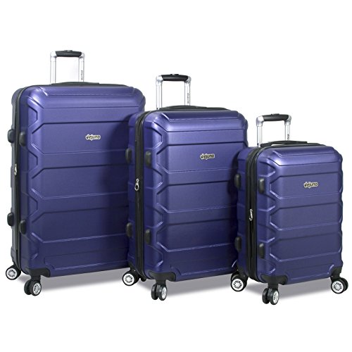 Dejuno Logan 3-Piece Hardside Spinner Combination Lock Luggage Set, Navy