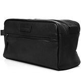 Alpine Swiss Sedona Toiletry Bag Genuine Leather Shaving Kit Dopp Kit Travel Case Black