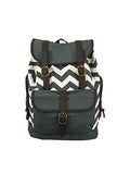 K-Cliffs Canvas Backpack Vintage School Laptop Bookbag Casual Travel Rucksack Grey Chevron