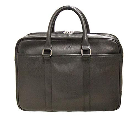 Mancini Double Compartment Zippered 15.6" Laptop/Tablet Briefcase in Black