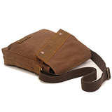 AUGUR Vintage Messenger Bag Ipad Bag Canvas Leather Messenger bags Shoulder Bag (Black)
