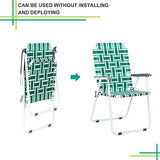 HomVent Patio Folding Web Chair Set, 2 Pack Folding Camping Chair Beach Chair, Portable Web Chair Patio Pool Beach Lawn Chair for Indoor/Outdoor (Light Green)