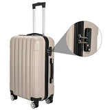 3 Pieces ABS Luggage Sets Trolley Case, Large Capacity Multifunctional Traveling Suitcase Hardshell with Spinner Wheel and Coded Lock, 20" & 24" & 28" (Champagne)