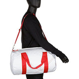 Sailor Bags Round Duffel With Blue Straps, Medium, White/Blue