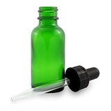 Premium Vials, Green, 1 Ounce, 12, Glass Bottles, with Glass Eye Droppers (12, 1 Ounce)