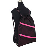 Fuel Dual Zip Sporty Cinch Sling with Durable Chord Straps, Black Mesh/Pink Underlay