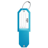 Initial Luggage Tag with Full Privacy Cover and Stainless Steel Loop (Aqua Teal) (D)