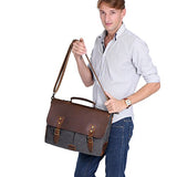 WOWBOX 15.6 Inch Messenger Bag for Mens Vintage Canvas Leather Laptop Messenger Bags Men Business