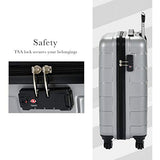 Murtisol 3 Pieces ABS Luggage Sets TSA Lock Lightweight Durable 210D Lining Trolley Cases Spinner Suitcase 20" 24" 28",3PCS Silver