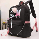 BOOSOS Usb BTS School Backpack K-POP Casual Backpack Daypack Laptop Bag College Bag School Bag Jimin Suga Jin Taehyung V Jungkook