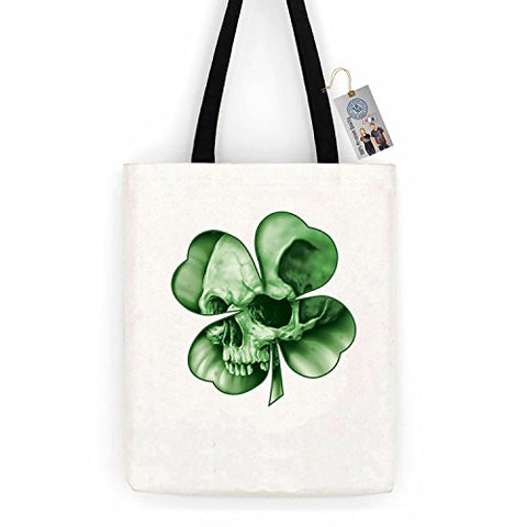 Skull Clover Shirtcotton Canvas Tote Bag Day Trip Bag Carry All