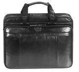Mancini Luxurious Leather Double Conmpartment 15.6" Laptop Briefcase in Black