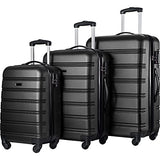 AOUZE Practical 3-Piece Luggage Set, Hard-Sided Luggage with Combination Lock Spacious Storage Space and Fully Lined Interior with Lined Compartments to Keep Your Belongings Organized